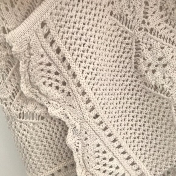 Aritzia Sunday best Freshman open weave/knit cardigan creme women S crochet maxi - Picture 5 of 12